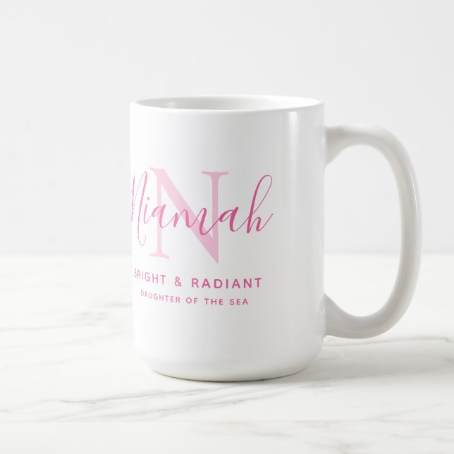 Niamah Name bedeutet monogramm pinkfarbene Tasse (Rechts)