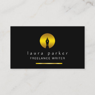 Nib Gold Freelance Writer Author Elegant Classic Visitenkarte