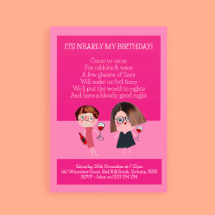 Nibbles & Vin Anniversaire Party Papier Invitation