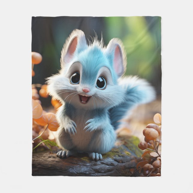 Nibbly - das blaue Eichhörnchen Fleecedecke (Vorderseite)