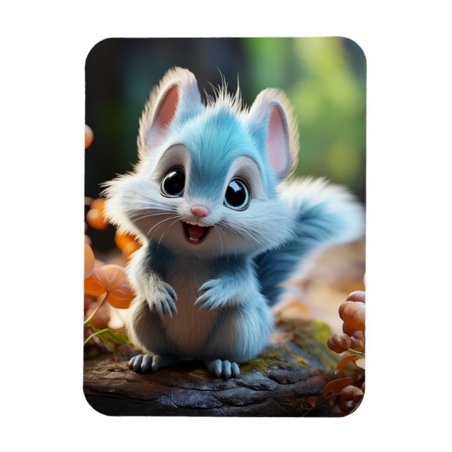 Nibbly - das blaue Eichhörnchen Magnet (Vertikal)