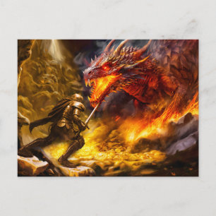 Nibelung hoard. Siegfried kämpft gegen Drache Postkarte