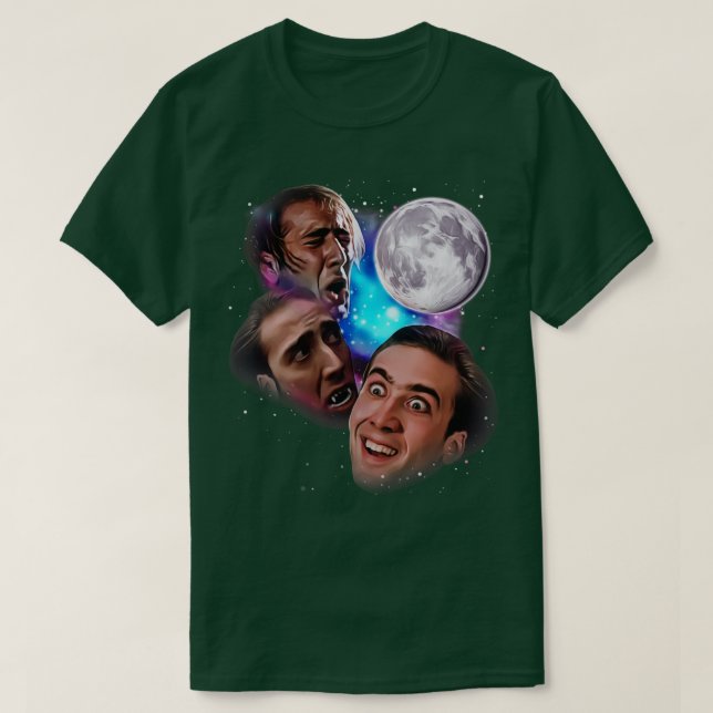 Nic Cage Howl auf dem Mond T-Shirt (Design vorne)