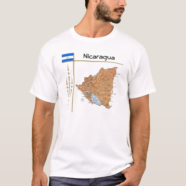 Nicaragua Carte + Indicateur + Titre T-shirt (Devant)