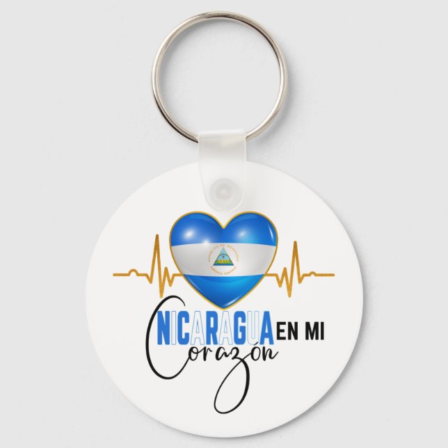 Nicaragua En mi Corazon Nicaraguan Pride Schlüsselanhänger (Vorderseite)