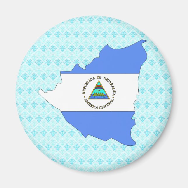 Nicaragua Flag Karte in voller Größe Magnet (Vorne)