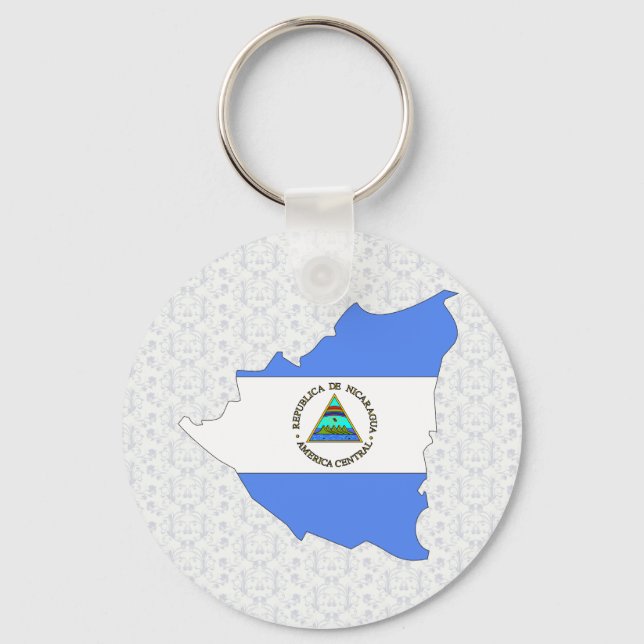 Nicaragua Flag Karte in voller Größe Schlüsselanhänger (Vorderseite)