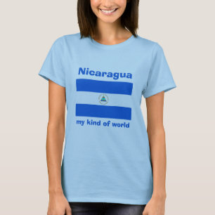 Nicaragua-Flagge + Karte + Text-T - Shirt