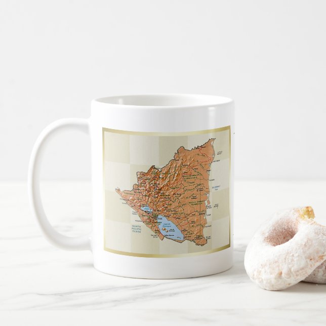 Nicaragua-Flagge + Karten-Tasse Kaffeetasse (Mit Donut)