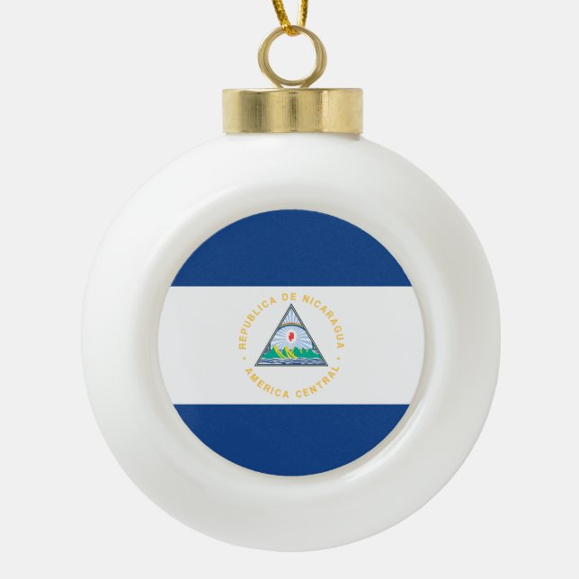 Nicaragua-Flagge Keramik Kugel-Ornament (Vorderseite)