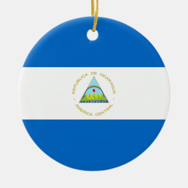 Nicaragua-Flagge Keramik Ornament (Vorne)
