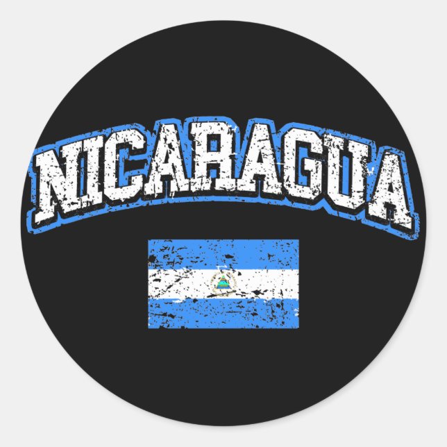 Nicaragua-Flagge Runder Aufkleber (Vorderseite)