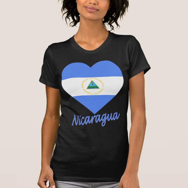 Nicaragua-Flaggen-Herz T-Shirt (Vorderseite)