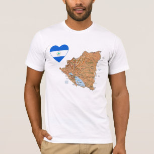 Nicaragua-Flaggen-Herz und Karten-T - Shirt