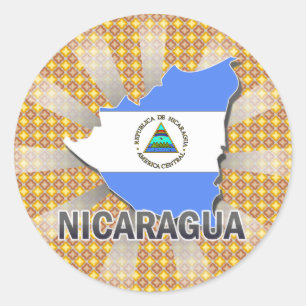 Nicaragua-Flaggen-Karte 2,0 Runder Aufkleber