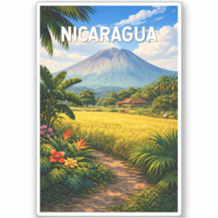 Nicaragua Illustration Reise Kunst Vintage Aufkleber