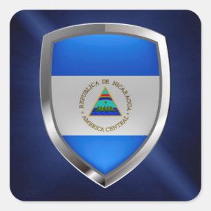 Nicaragua Metallic Emblem Quadratischer Aufkleber