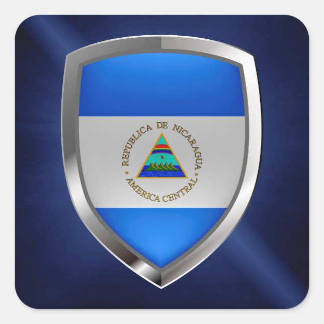 Nicaragua Metallic Emblem Quadratischer Aufkleber (Vorderseite)