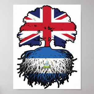 Nicaragua Nicaragua Britische Flagge für Tree Root Poster