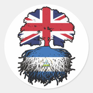 Nicaragua Nicaragua Britische Flagge für Tree Root Runder Aufkleber