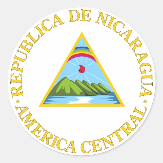 Nicaragua Offizieller Wappen-Heraldry-Symbol Runder Aufkleber (Vorderseite)
