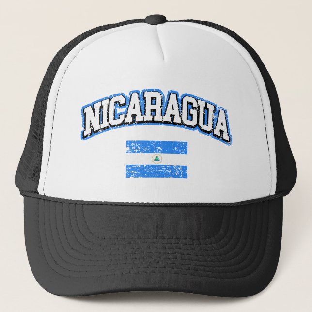 Nicaragua Vintage Flagge Truckerkappe (Vorderseite)