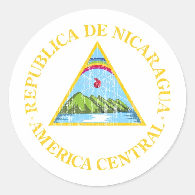 Nicaragua-Wappen Runder Aufkleber (Vorderseite)