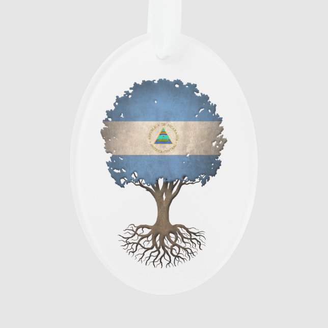 Nicaraguaflaggen-Baum des Lebens kundengerecht Ornament (Rückseite)