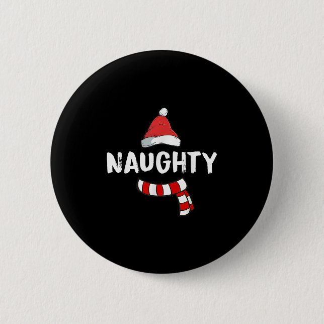 Nice And Naughty Shirt Matching Christmas Pajamas  Button (Vorderseite)