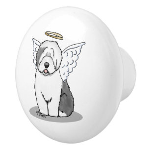 Nice Angel Old English Sheepdog (Grau 1) - Niedlic Keramikknauf
