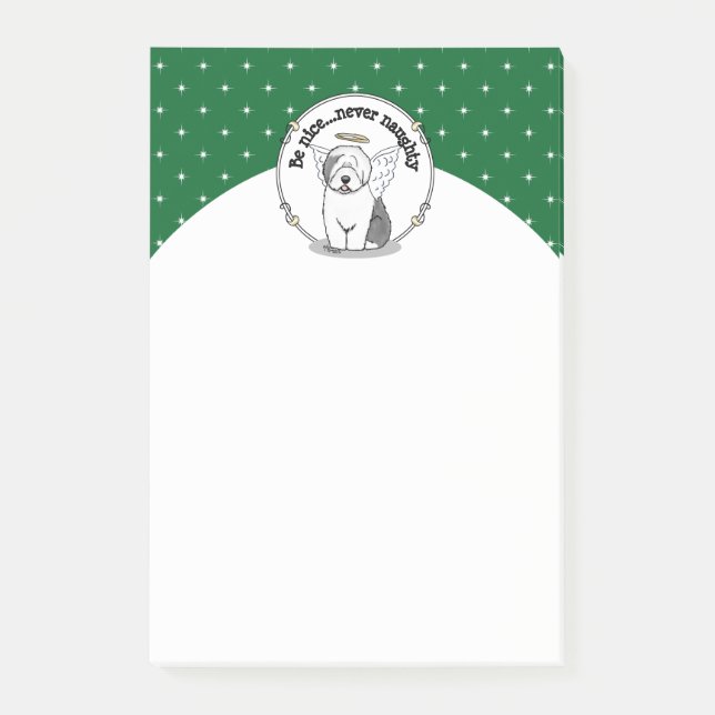 Nice Angel Old English Sheepdog (Grau 1) - Niedlic Post-it Klebezettel (Vorderseite)