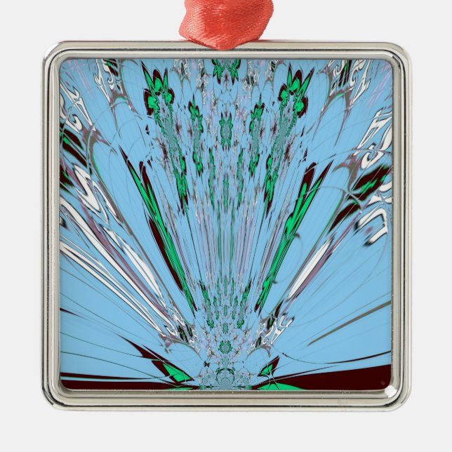 Nice Beautiful Aqua Phantastisches Blumenmuseum Silbernes Ornament (Vorne)