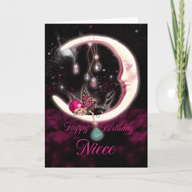 Nice - Birthday Card - Fantasy Moon Fairy Karte (Vorderseite)
