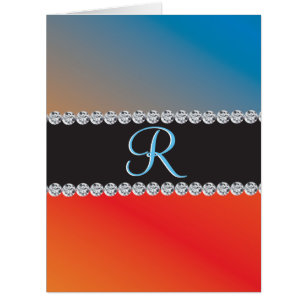 Nice Blue Orange Black Diamant 3d Monogramme initi