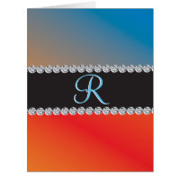 Nice Blue Orange Black Diamond 3d Monogram Initial