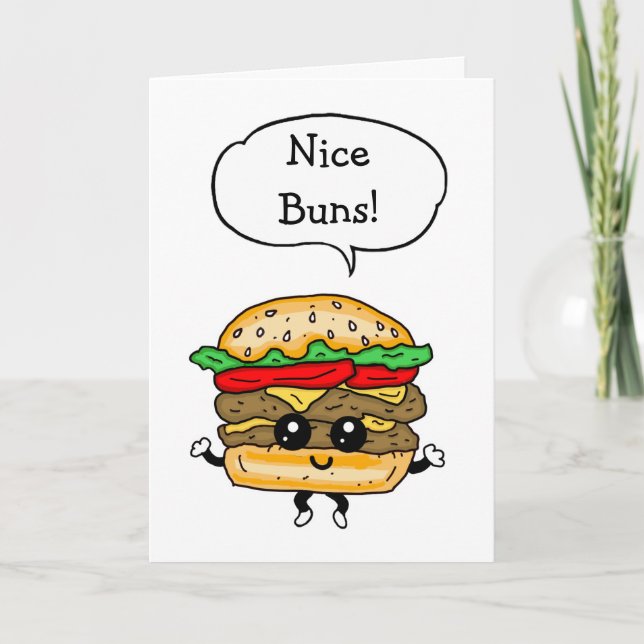 Nice Buns, Food Puff, Kokette Freundin/Freundin Karte (Vorderseite)