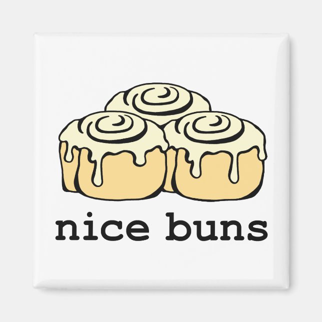 Nice Buns Funny Baking Pun Cartoon Zimt Rolls Magnet (Vorne)