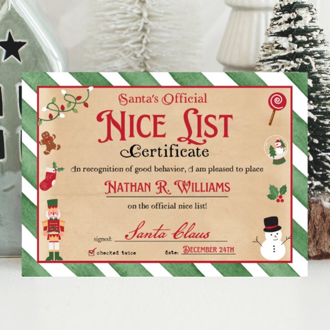 Nice Certificate Approved by Santa Einladung (Von Creator hochgeladen)