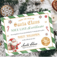 Nice Certificate Approved Santa Claus