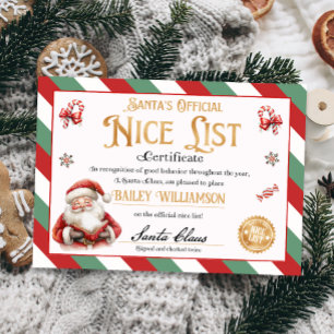 Nice Certificate from Santa Approved zweimal überp Einladung
