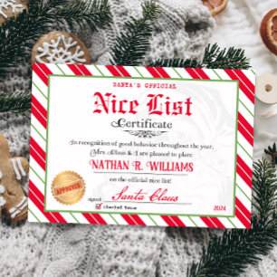 Nice Certificate from Santa Approved zweimal überp Einladung