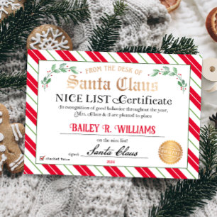 Nice Certificate from Santa Approved zweimal überp Einladung