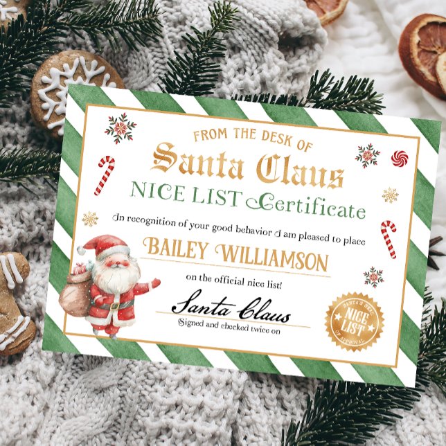 Nice Certificate from Santa Siegel of Approval Einladung (Nice list approved seal of approval authentic Santa Nice List Certificate)