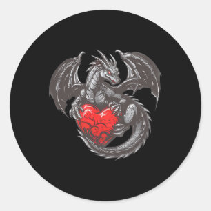 Nice Dragon with Big Red Heart Outfit Runder Aufkleber