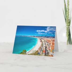 Nice, France Coastline Watercolor Karte