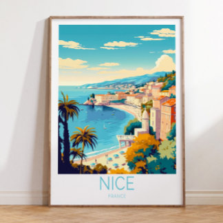 Nice France Côte d'Azur Affiche Voyage Nice Coas