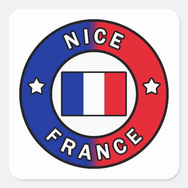 Nice France Quadratischer Aufkleber (Vorderseite)