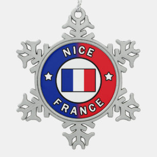 Nice France Schneeflocken Zinn-Ornament