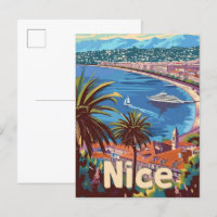 Nice France Vintag Retro Travel Illustration