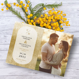 Nice Golden Textured Effect Wedding Initials Foto